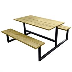 Industrial Style Outdoor Table with Bench